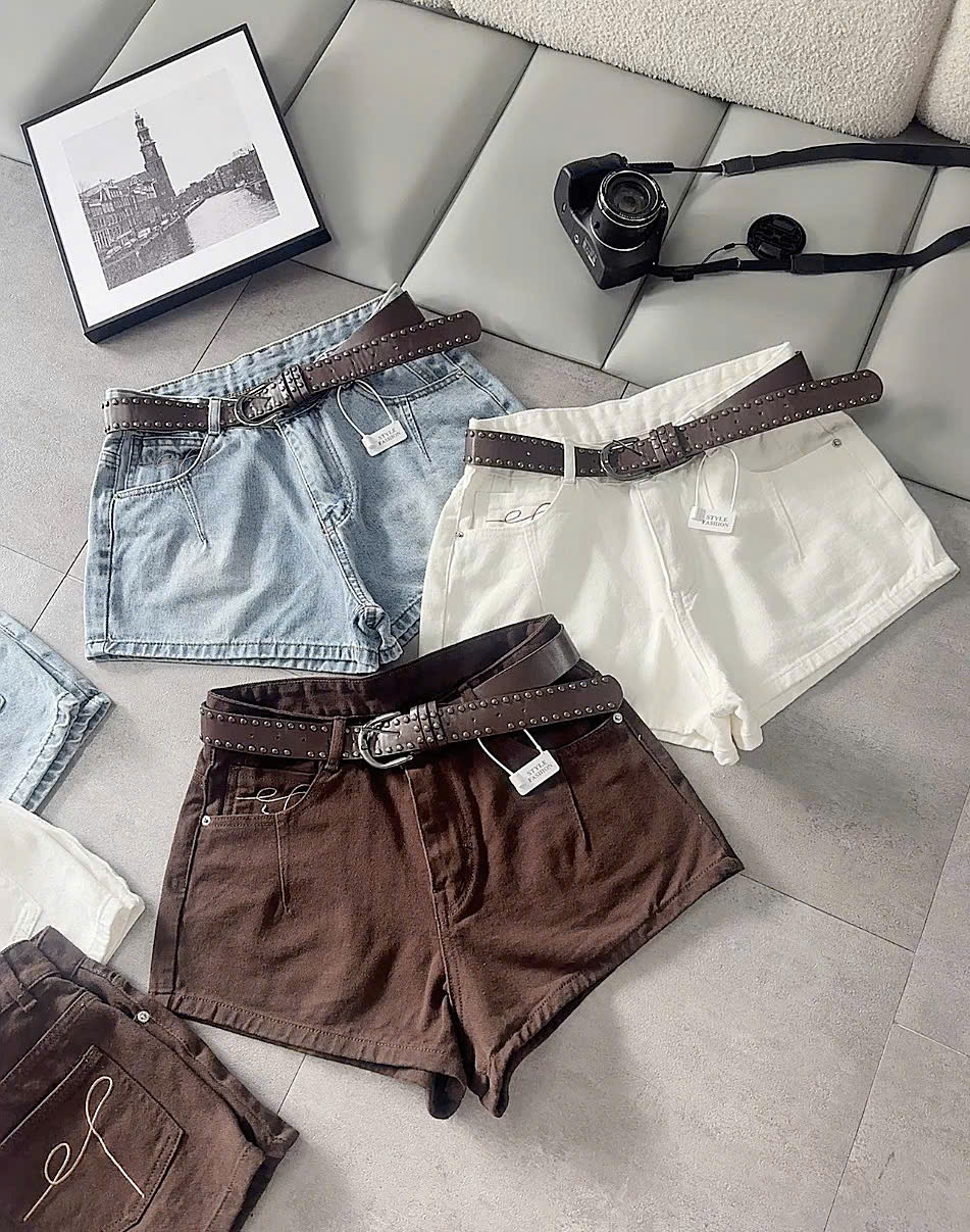 Ba màu short jean T-QSJ1328 với phần ống và gấu trải phẳng