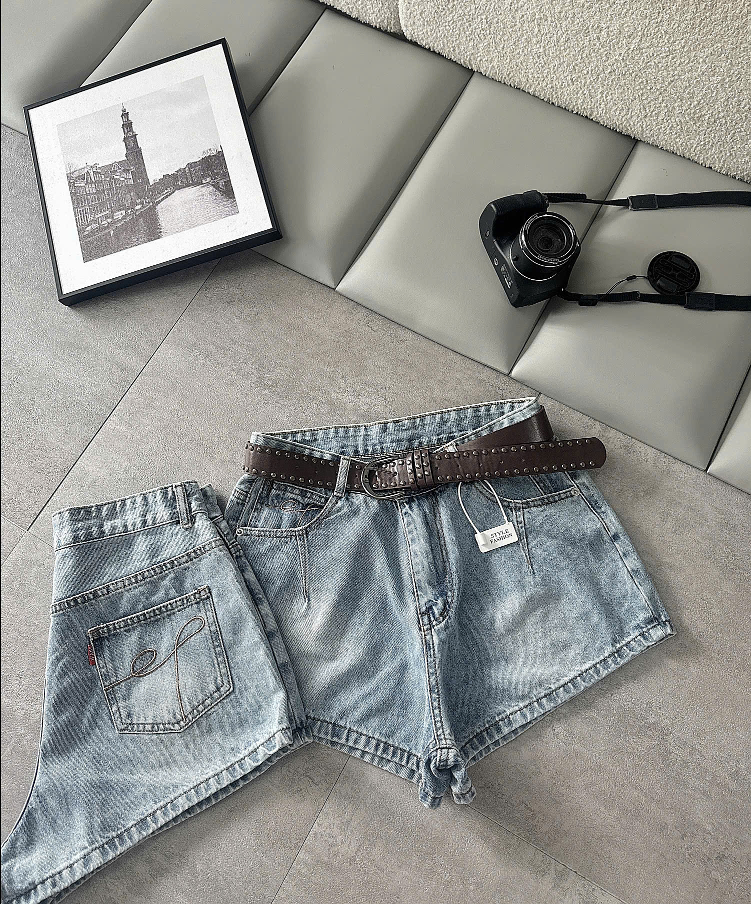 Quần short jean thêu túi T-QSJ1328