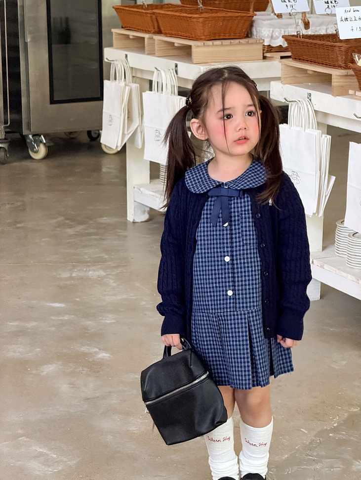 Đầm Weimu caro xanh navy