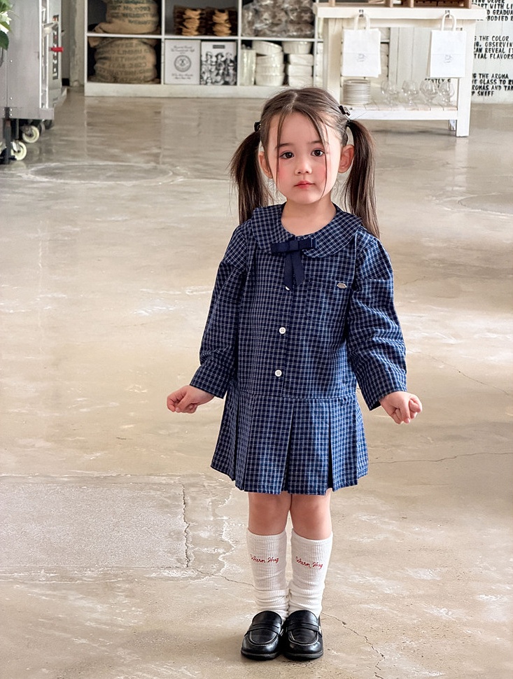 Đầm Weimu caro xanh navy