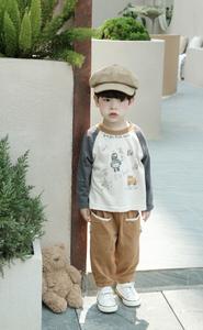 Bộ dài quần dài bé trai không cổ in hình