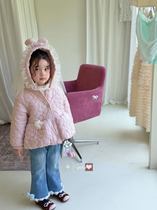 7-seven - Áo khoác hồng cutee chần bông bông 6578