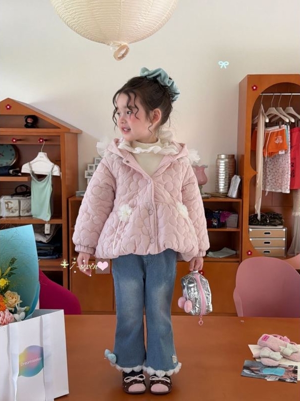 7-seven - Áo khoác hồng cutee chần bông bông 6578