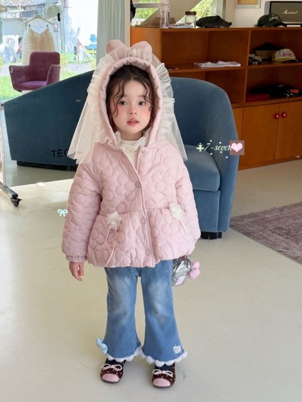 7-seven - Áo khoác hồng cutee chần bông bông 6578