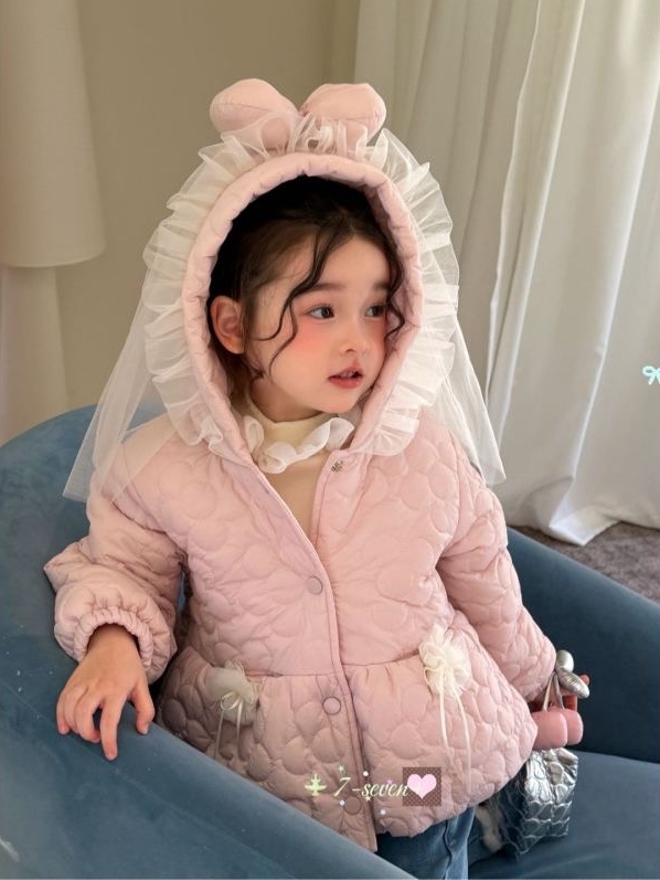 7-seven - Áo khoác hồng cutee chần bông bông 6578