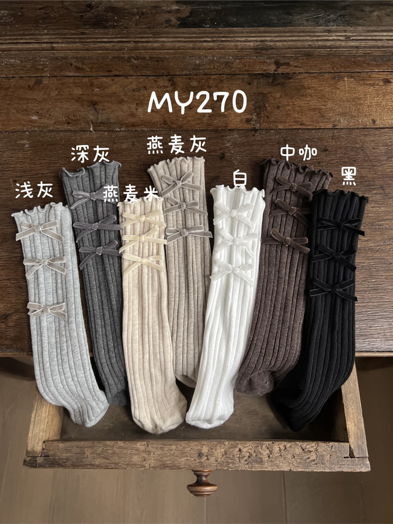 Tất vớ bắp chân MY270 nơ nhung Laibo 5329