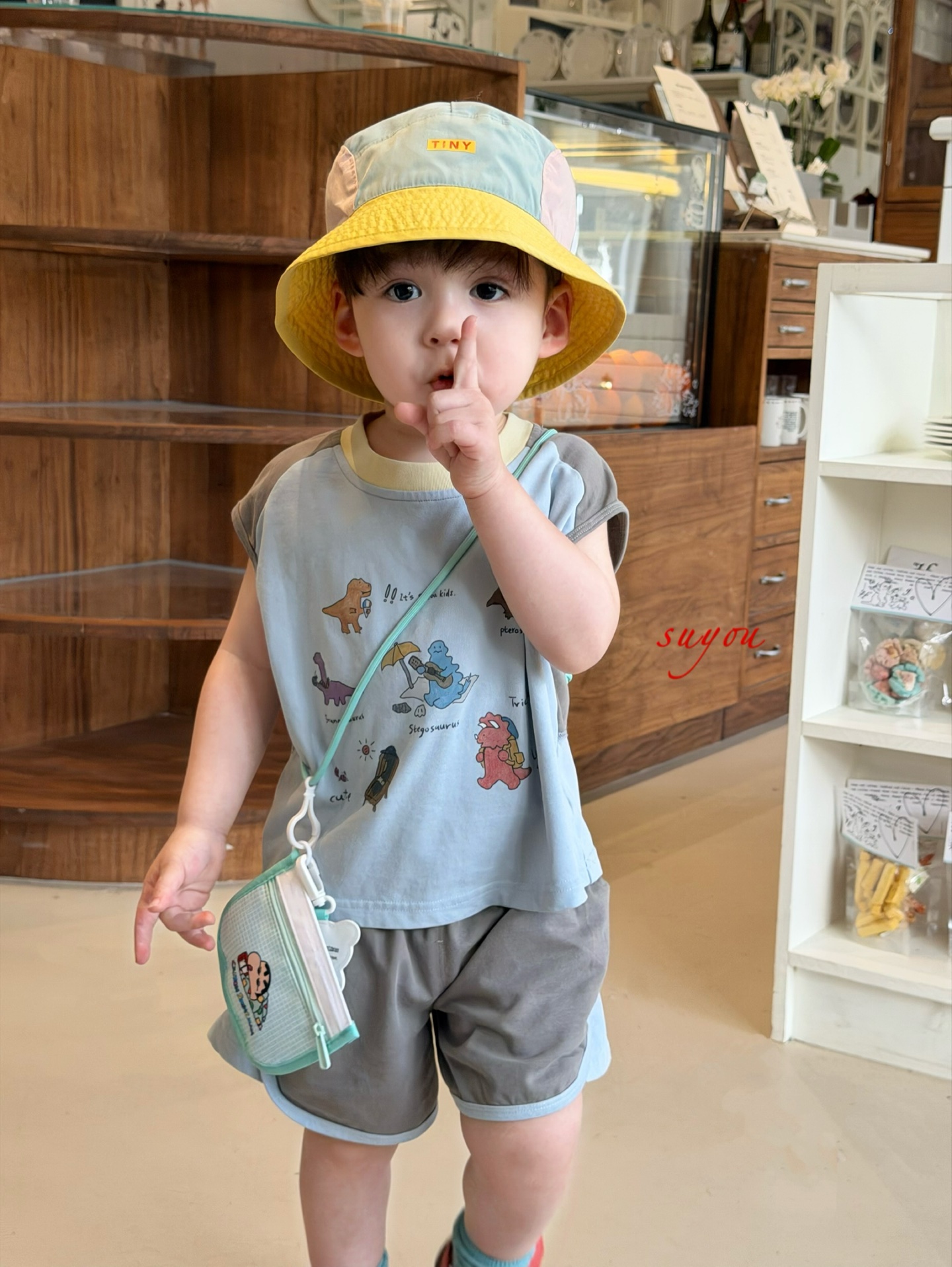 Suyou - Set bé trai Khủng long xanh xám