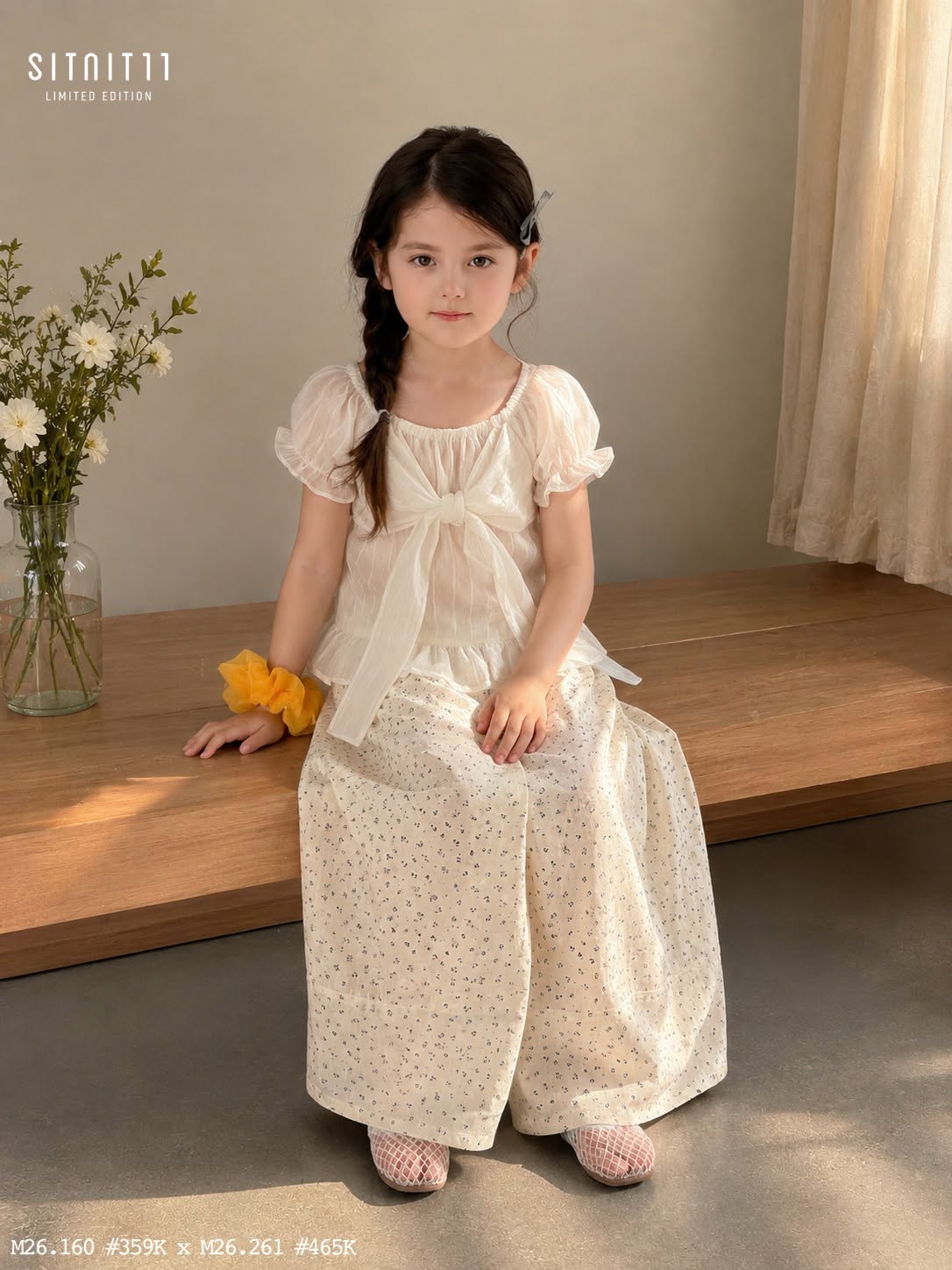 TTS - Bobo Bubble - Set nơ và hoa - Quần hoa nhỏ