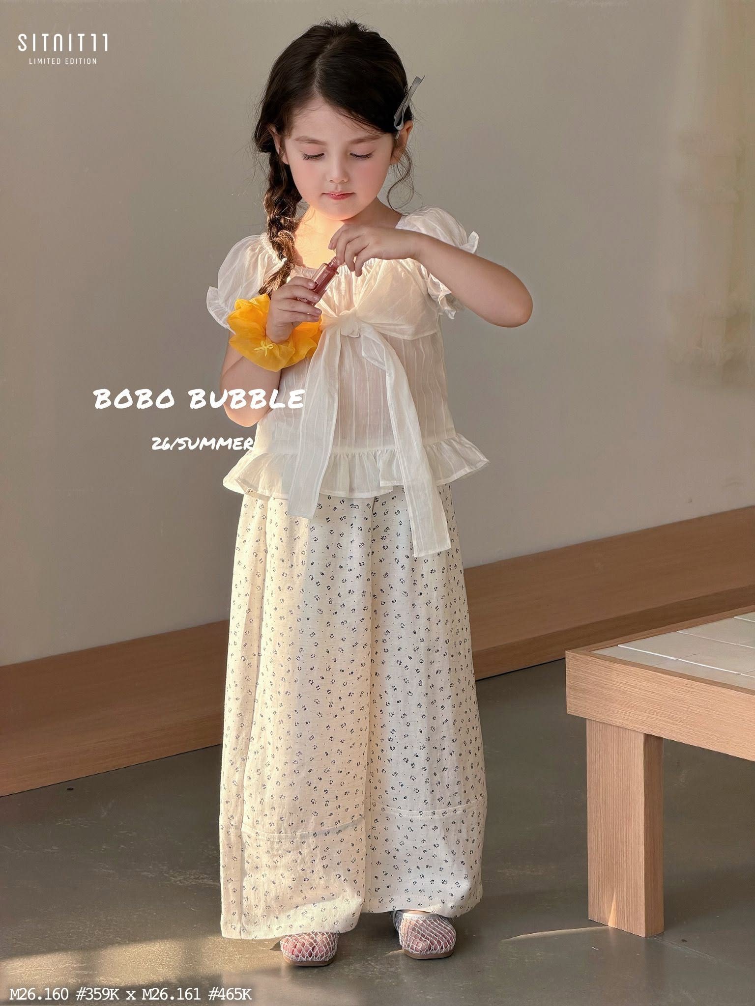 TTS - Bobo Bubble - Set nơ và hoa - Quần hoa nhỏ
