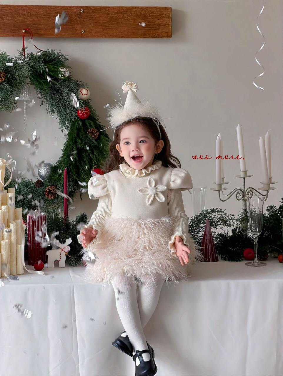 Bán theo set - feather Soo More hoa lớn 685K + Áo len 425K