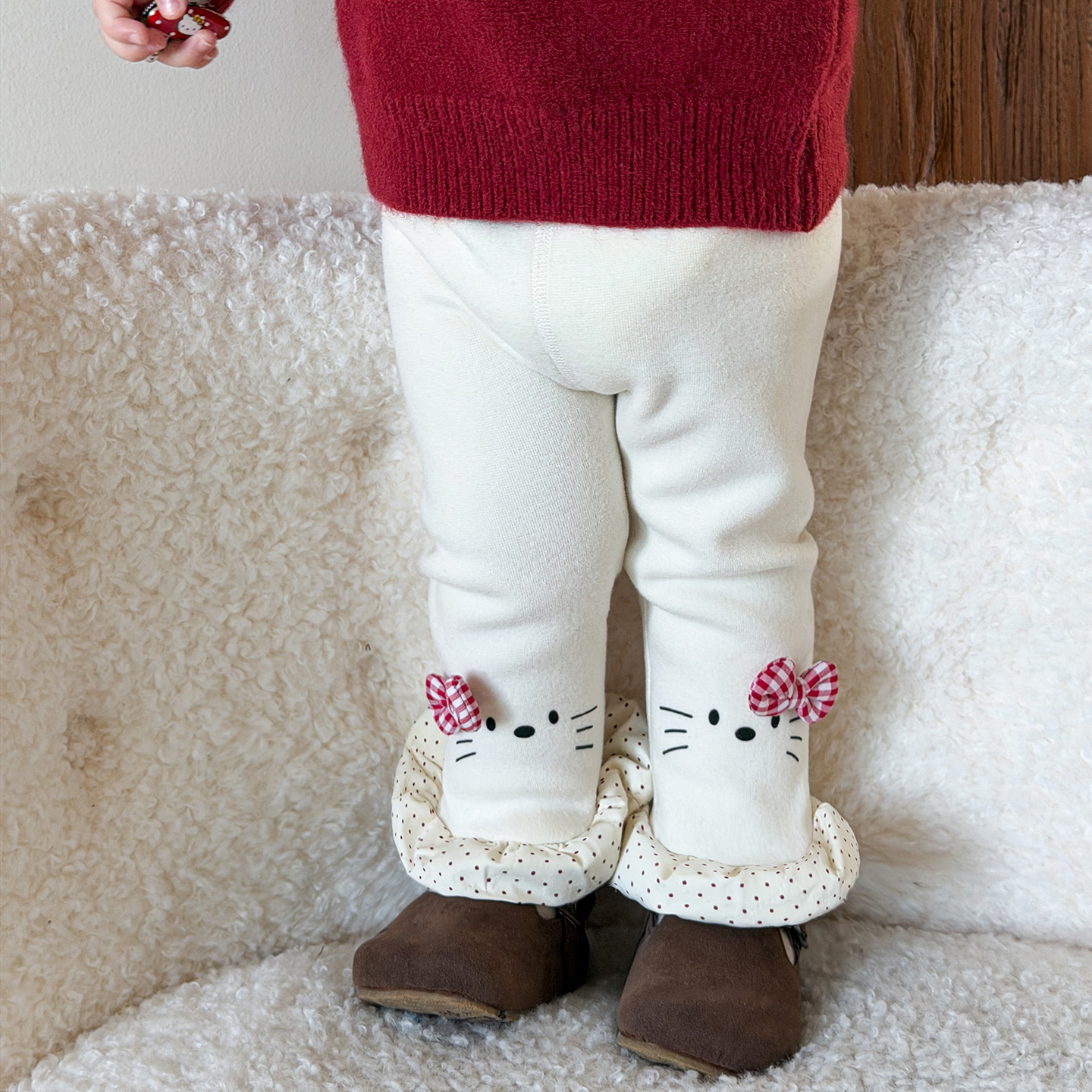 TTS - Legging lót lông kitty nơ caro S66 1562