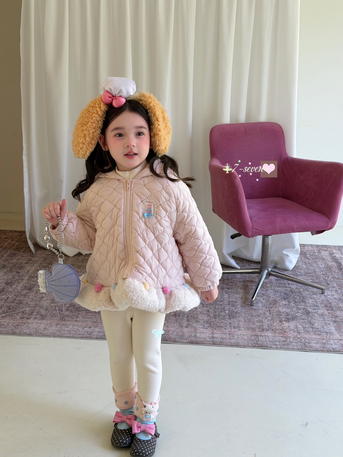 TTS pom pom 7-seven - Áo khoác hồng rabbit 9974