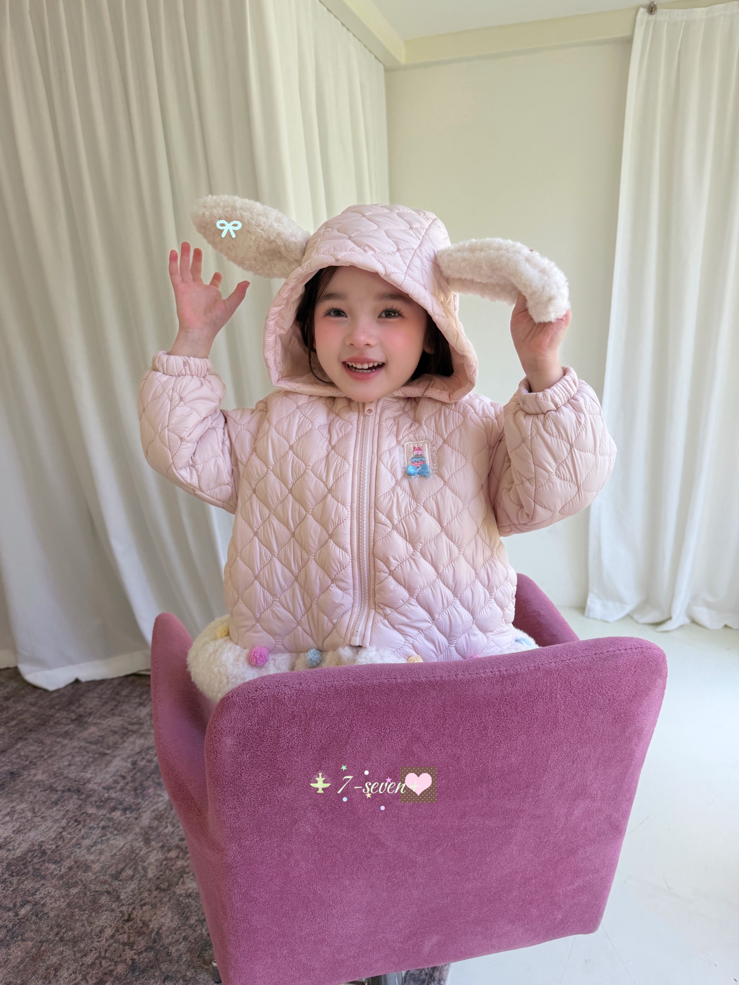 TTS pom pom 7-seven - Áo khoác hồng rabbit 9974