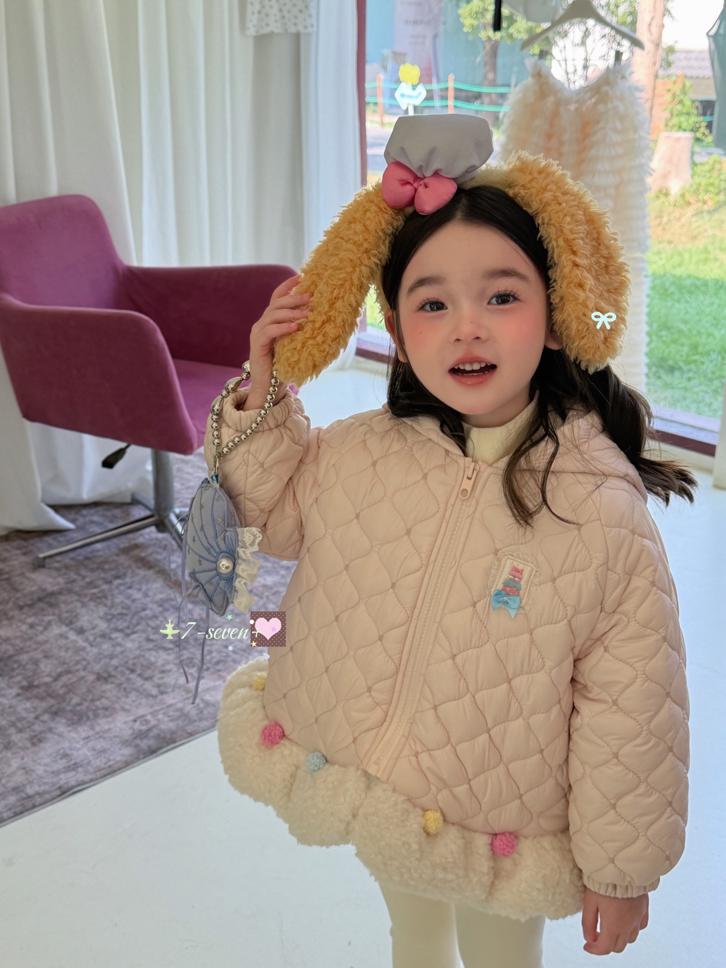TTS pom pom 7-seven - Áo khoác hồng rabbit 9974
