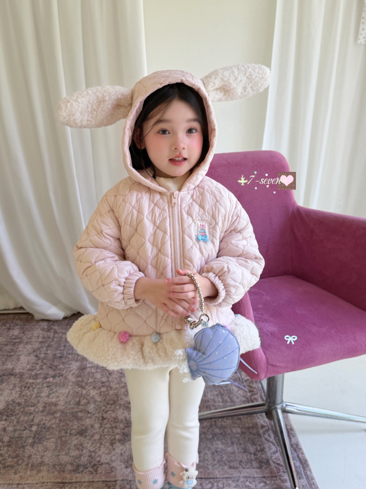 TTS pom pom 7-seven - Áo khoác hồng rabbit 9974