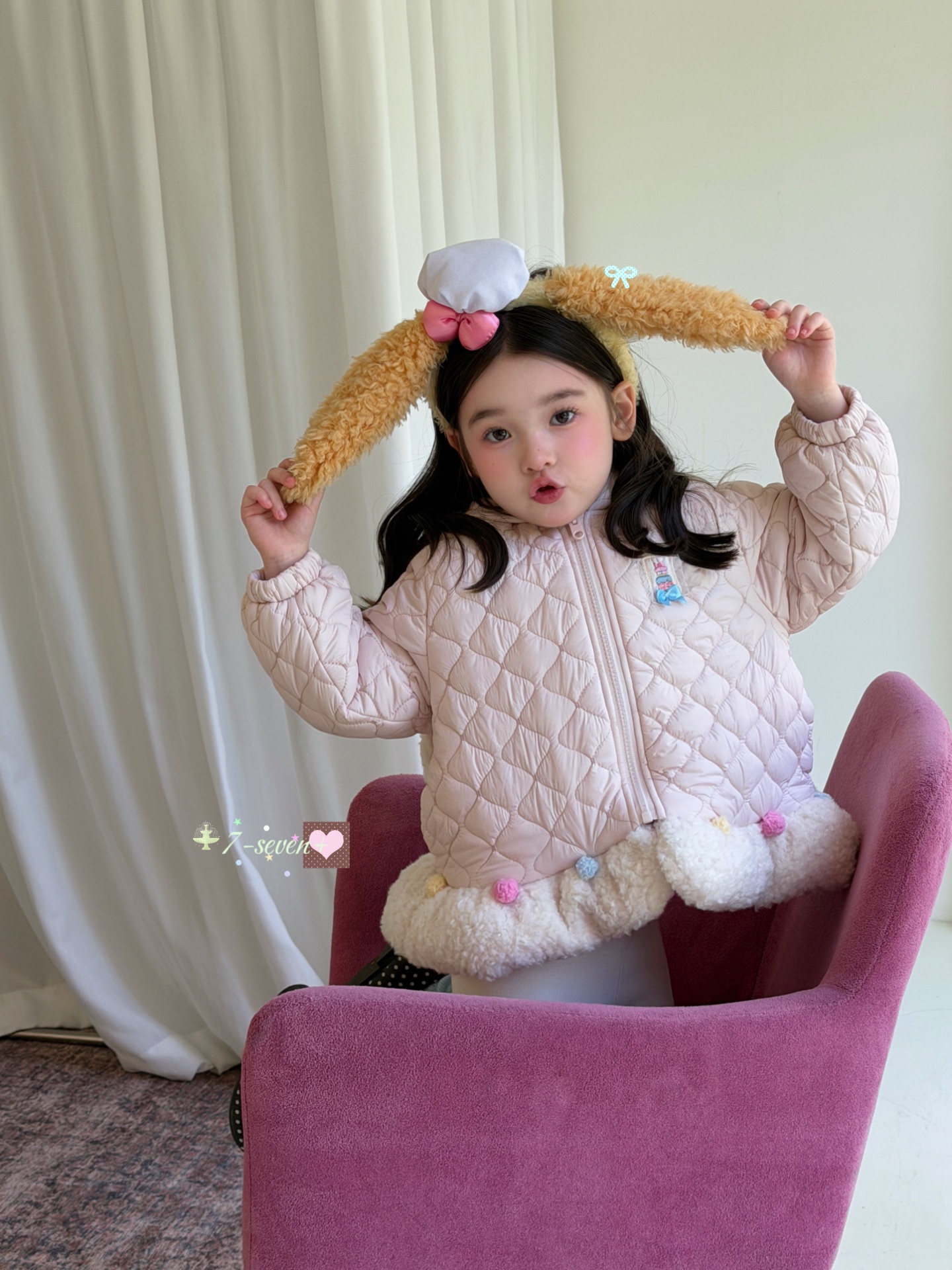 TTS pom pom 7-seven - Áo khoác hồng rabbit 9974