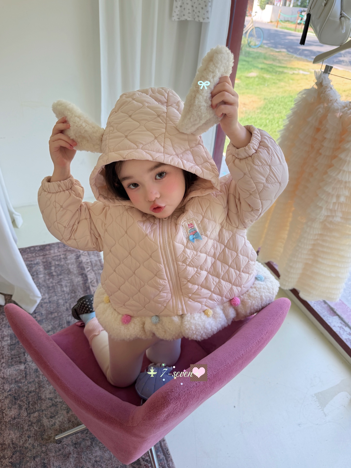 TTS pom pom 7-seven - Áo khoác hồng rabbit 9974