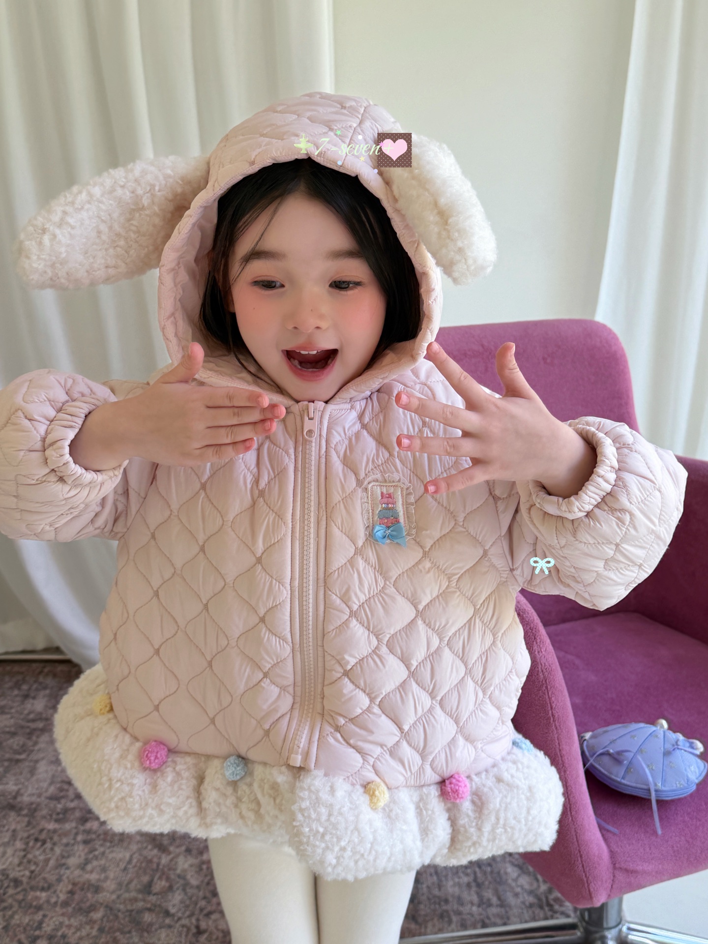 TTS pom pom 7-seven - Áo khoác hồng rabbit 9974