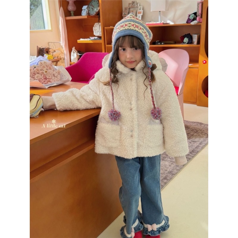 A little Cat - Quần jeans gấu loe bèo nơ hồng 2026