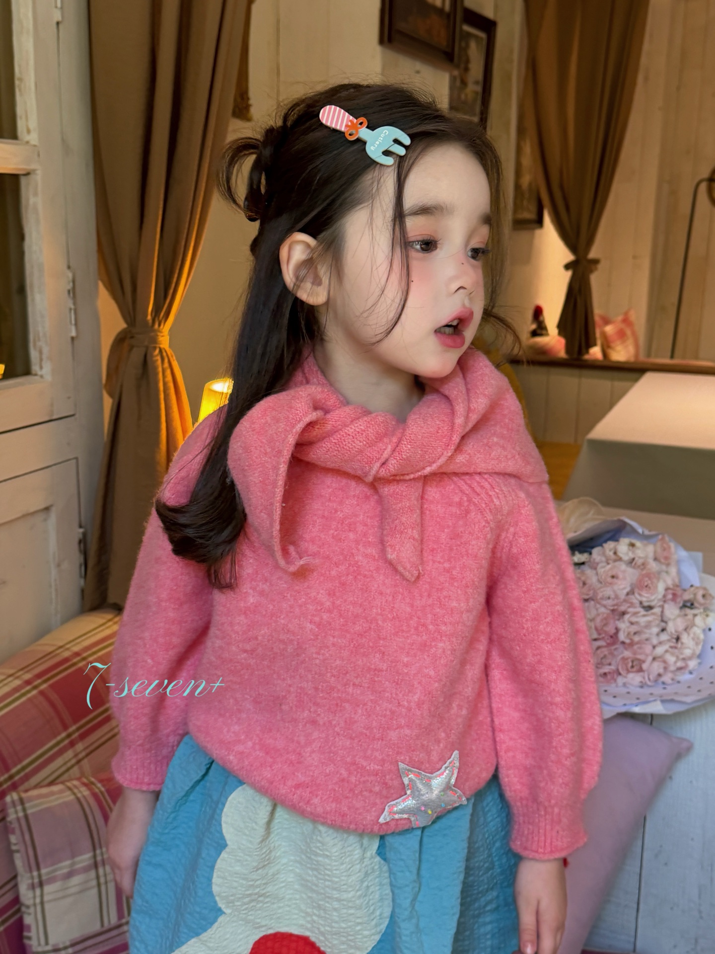 7-seven - Áo len hồng star 8667