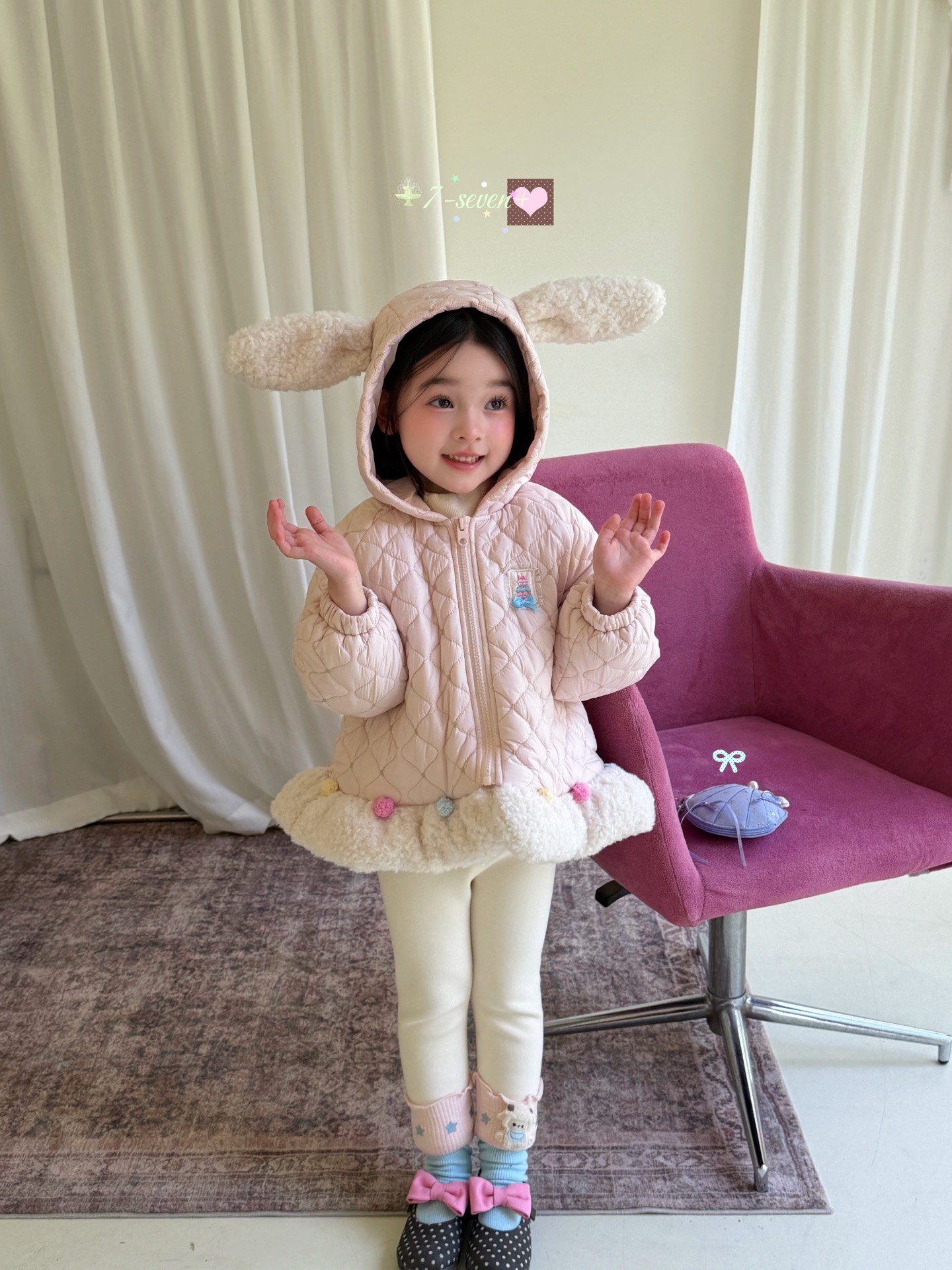 TTS pom pom 7-seven - Áo khoác hồng rabbit 9974
