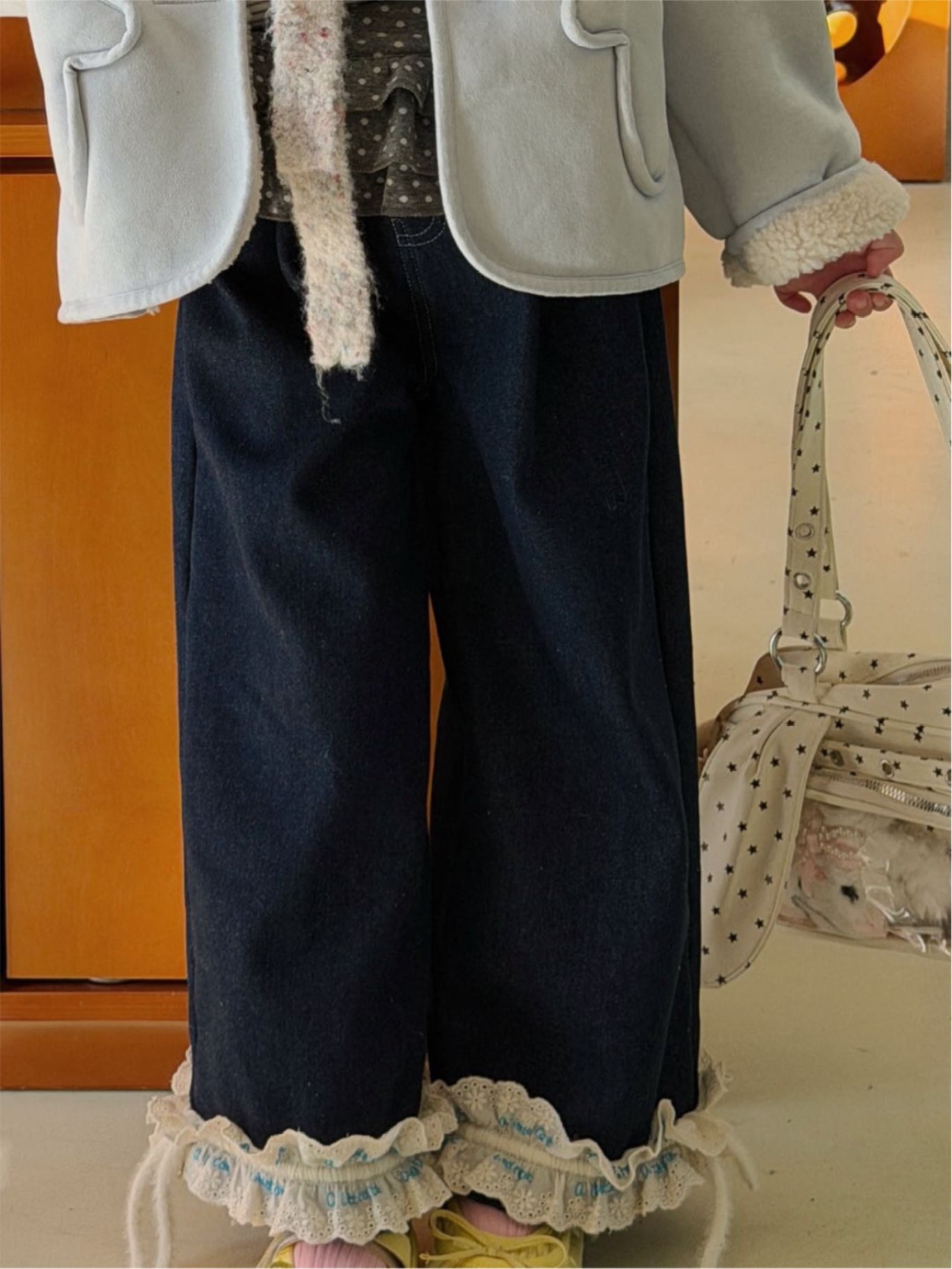 A Little Cat - Quần jeans gấu ren bèo 5432