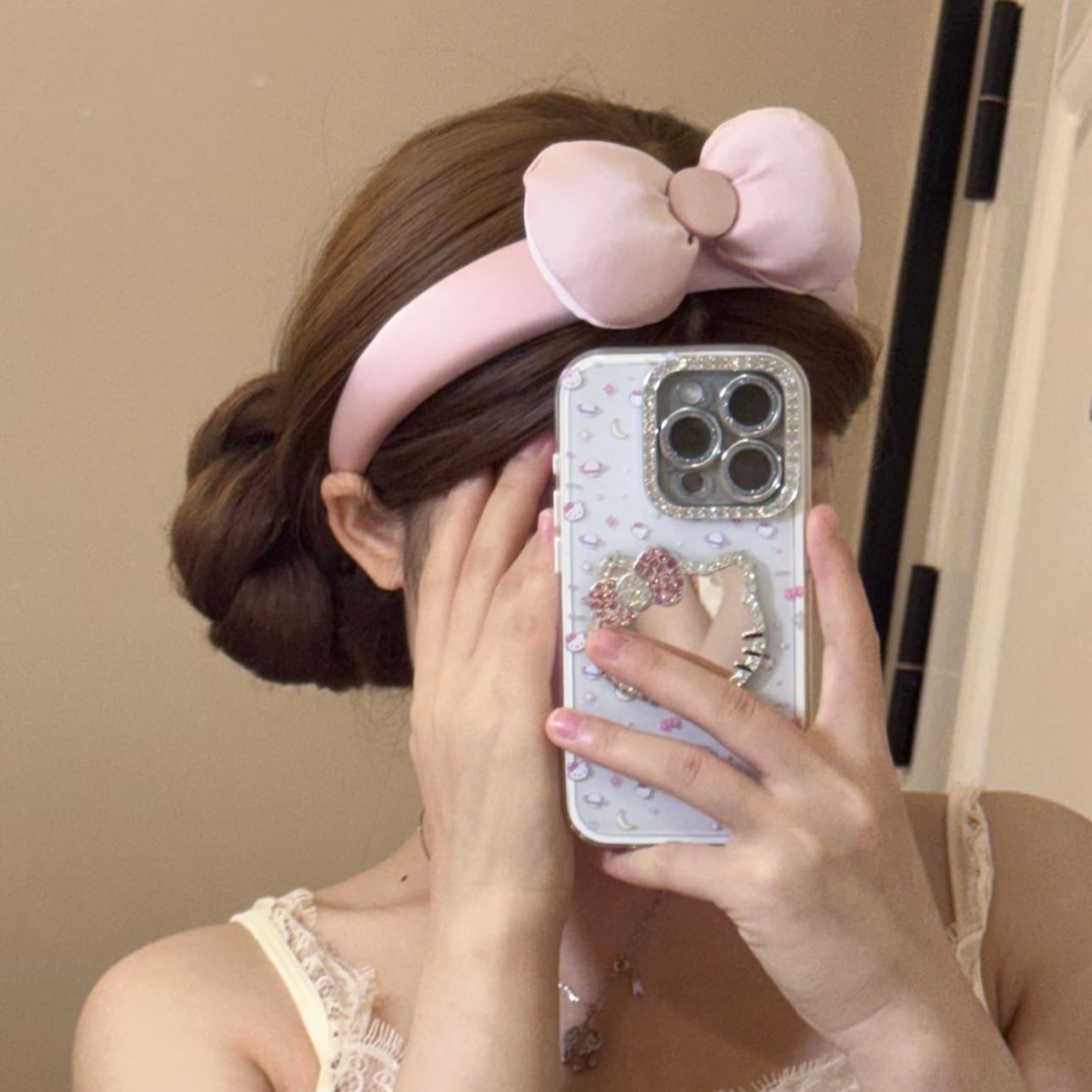 Bờm hồng đính nơ 4779 S741
