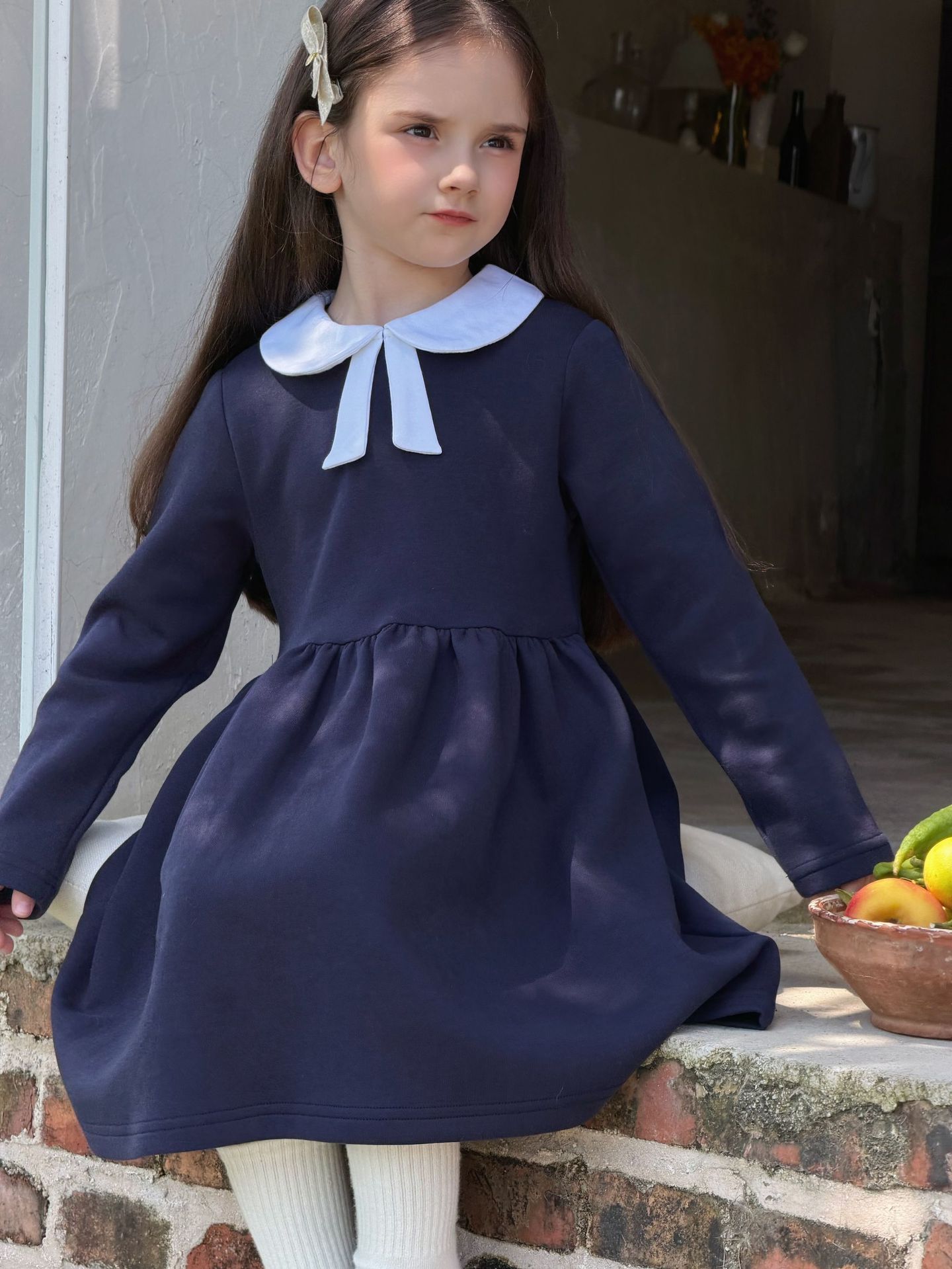 TTS nữ sinh Otaly - Đầm Otaly 6276 cổ sen navy