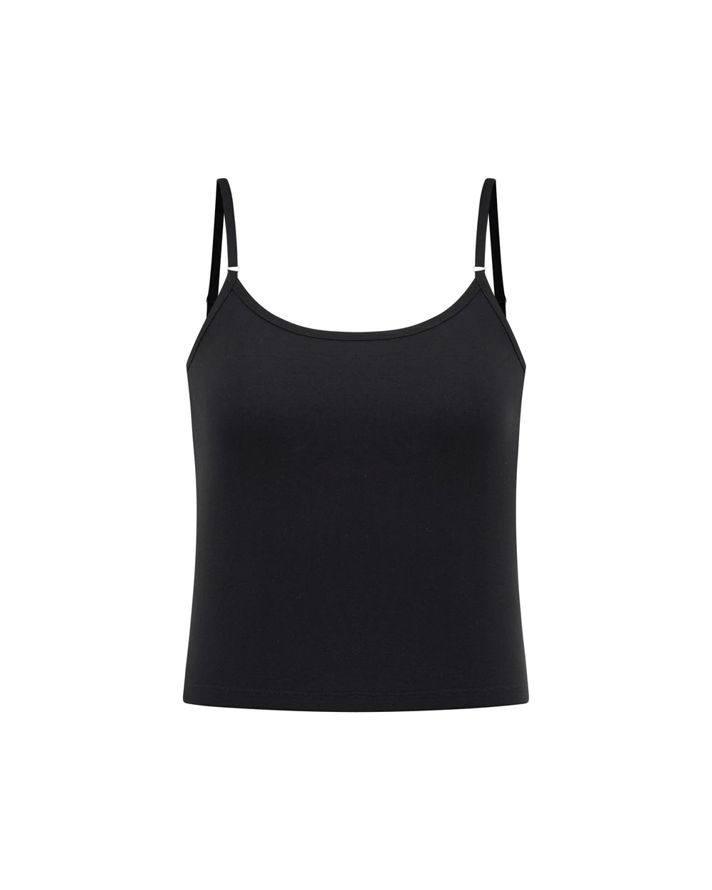 V-AK132 black camisole displayed separately, with a bound neckline and adjustable straps