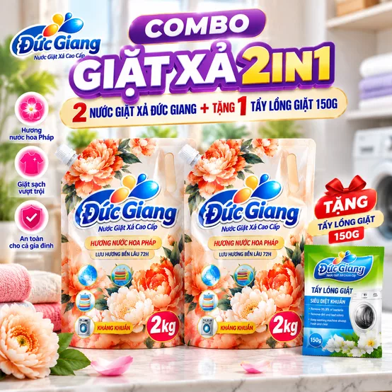 Product image - COMBO GIẶT XẢ 2IN1 2KG + TẶNG 1 TẨY LỒNG GIẶT
