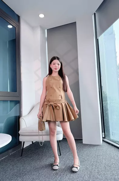 Product image - Váy Kaki Hàn Sát Nách Cúc Đôi