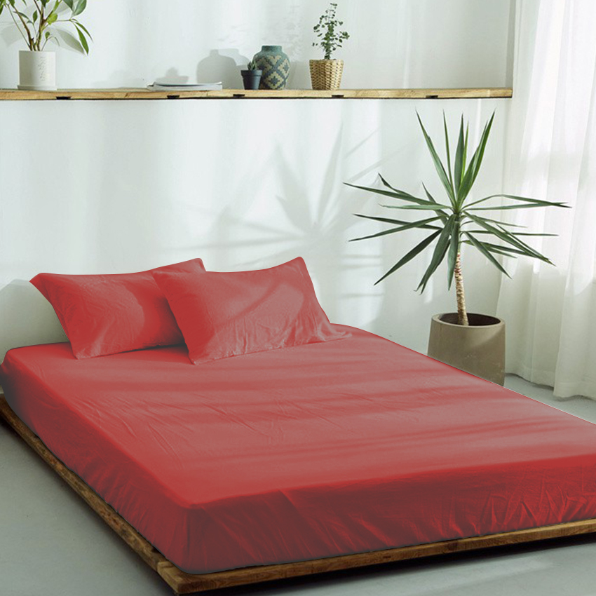 3 in 1 Bed Sheet Set Plain 2021 Series (1 Fitted Sheet and Free 2 Pillowcases) 2021SwGray