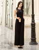 Jumpsuit dài ống rộng cổ tròn phối ren