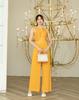 Jumpsuit dài ống rộng cổ tròn phối ren