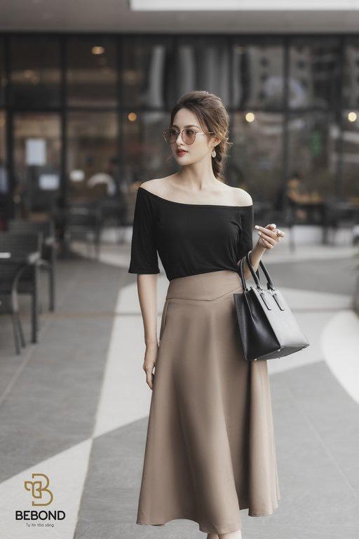 Chân váy xòe dài màu be nhạt - Salise Skirt