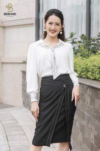Chân váy ôm có dây nơ dài màu đen - Jaymi Skirt