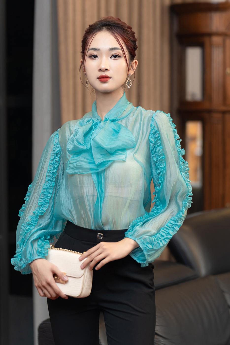 Áo sơ mi Gloria Top màu XANH NGỌC