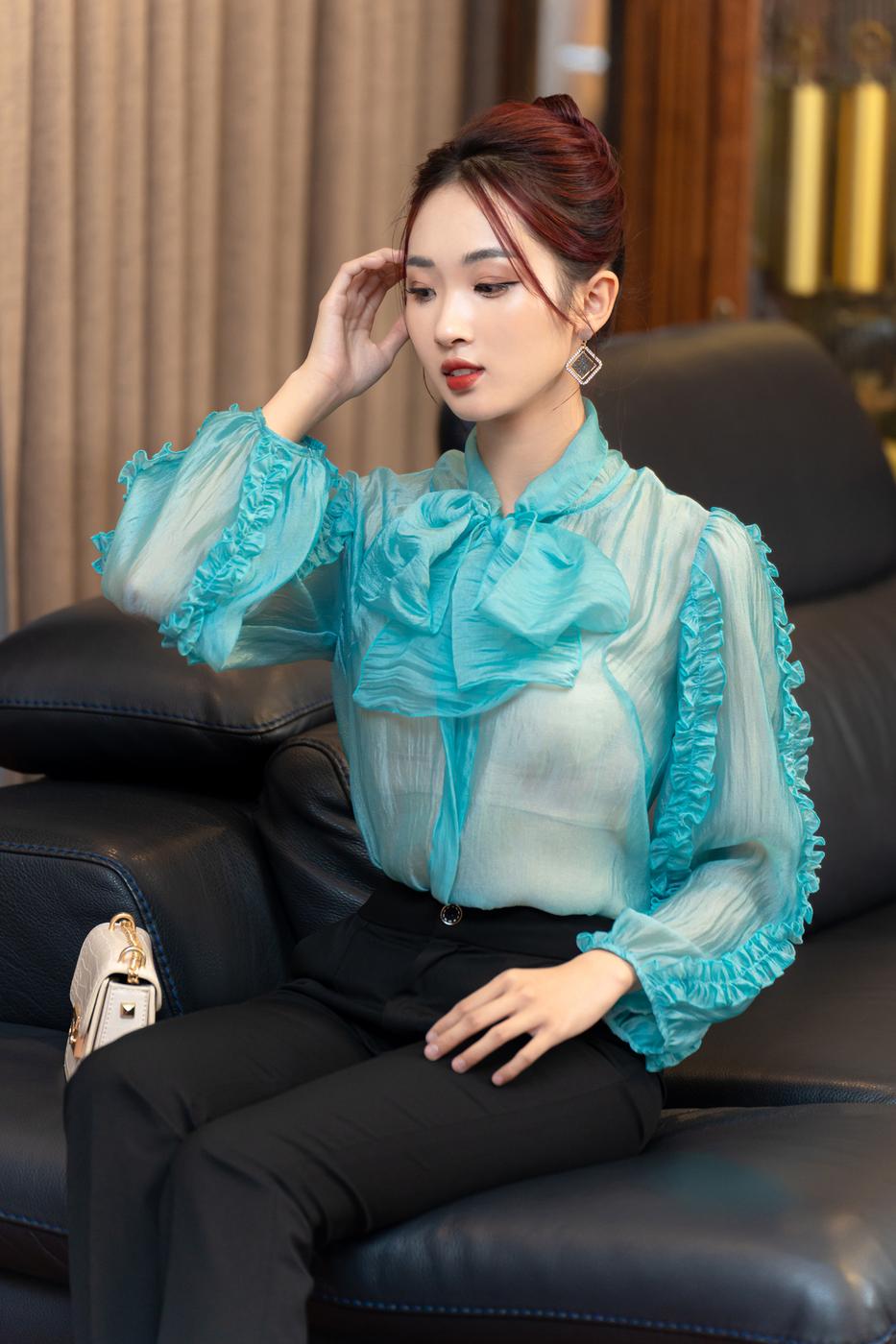 Áo sơ mi Gloria Top màu XANH NGỌC