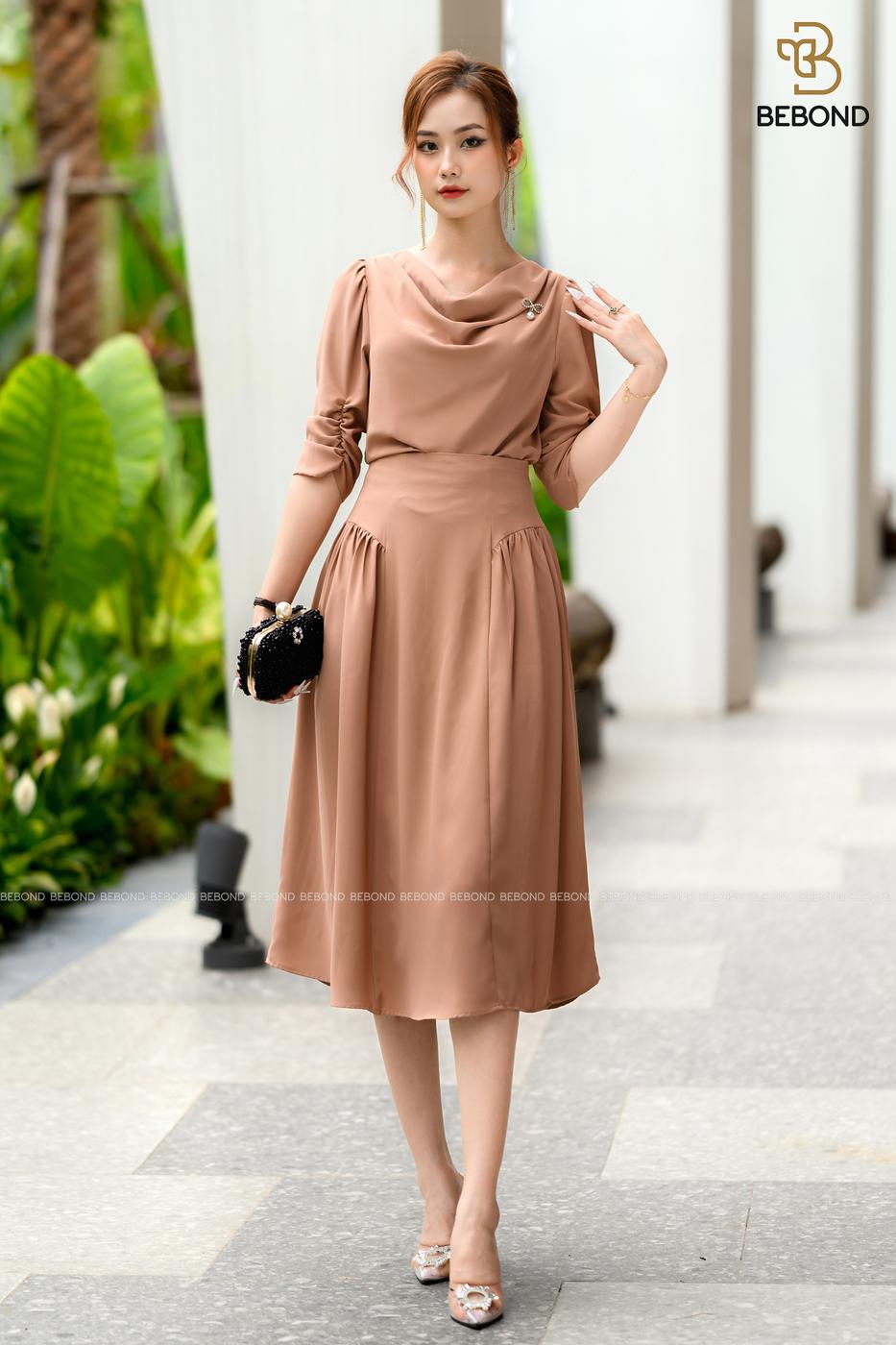 SET lụa Nhật màu NÂU TÂY- CONAL DRESS