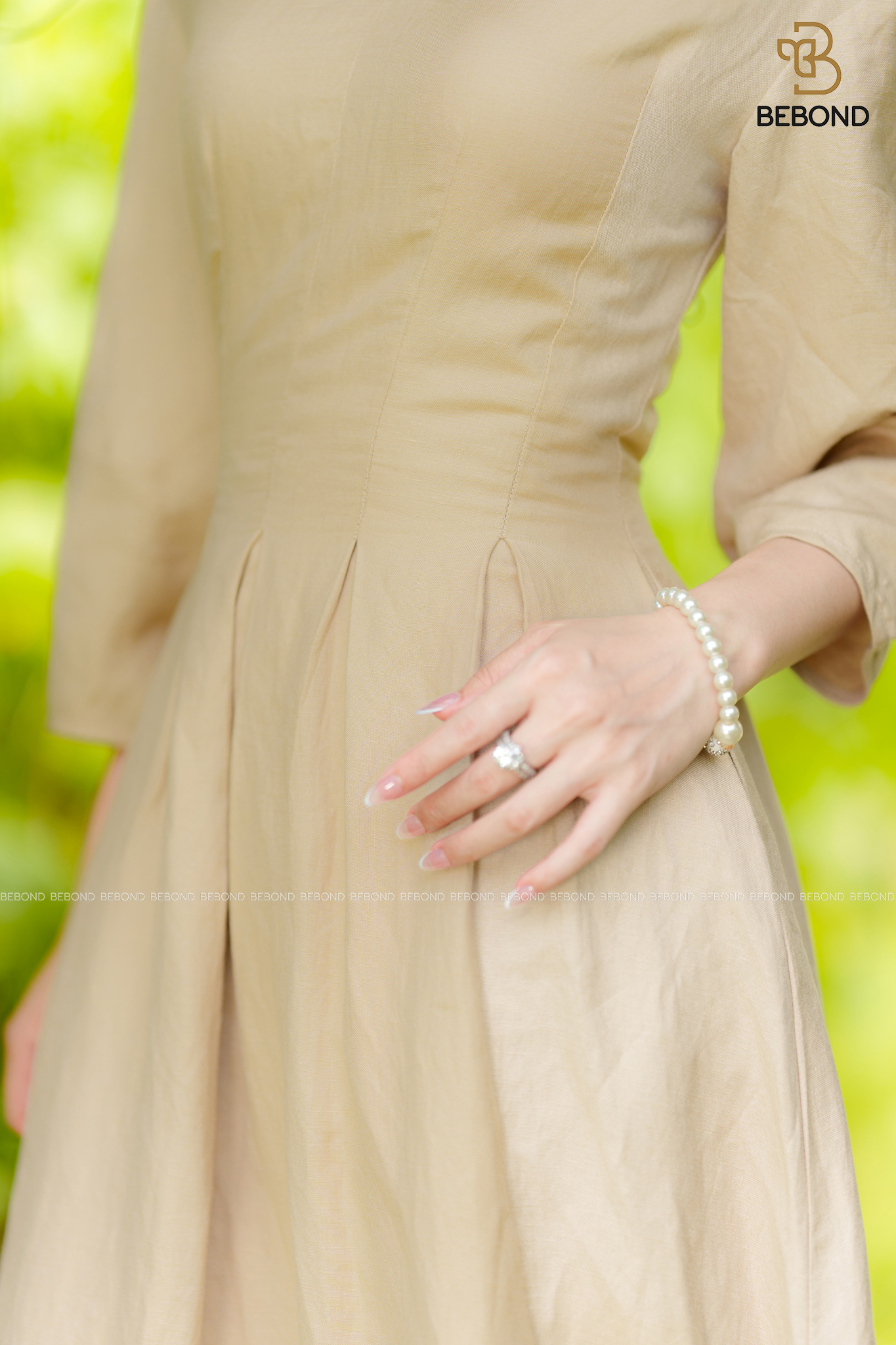 Đầm midi tay lửng màu BE- Sadie Dress