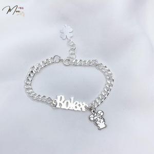 B2 - Lắc tay họng xích khắc tên charm con giáp