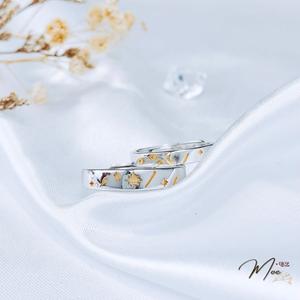 ĐN59 - Nhẫn đôi trăng sao ánh vàng freesize