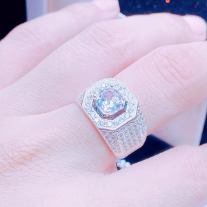 NN18 - Nhẫn nam đá chủ viền bát giác nạm full đá