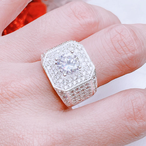 NN27 - Nhẫn nam đá chủ bát giác nạm full đá