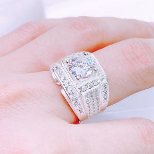 NN38 - Nhẫn nam đá chủ viền khuyết dải đá