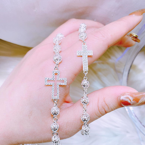 LT369 - Lắc tay bi tròn bạc thánh giá đặc