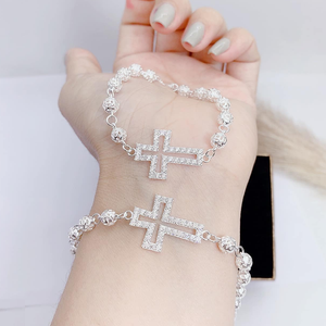 LT368 - Lắc tay bi tròn bạc thánh giá rỗng