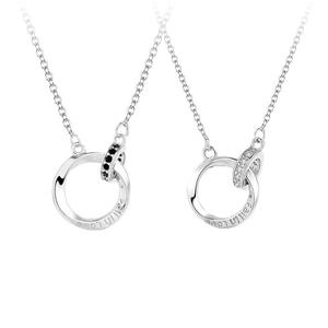 D179 - Dây chuyền đôi circle lồng vĩnh cửu trắng - đen