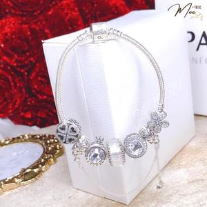 LT128 - Vòng pandora trắng cỏ 4 lá may mắn