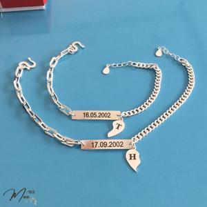 ĐT18 - Lắc tay đôi trái tim ghép khắc tên